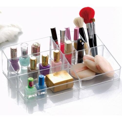Clear Acrylic Makeup Organizer Cosmetic Holder Makeup Tools Storage Box Organizadora Brush and Accessory Organizer Box