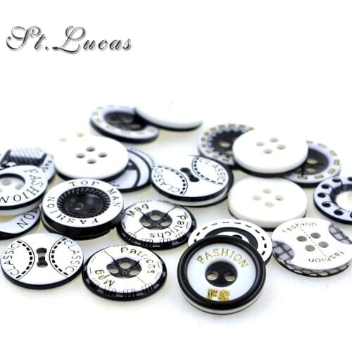 Hot sale 30pcs/lot 12mm black&white plastic resin button cloth accessories man women fashion T-shirt sewing buttons scrapbooking