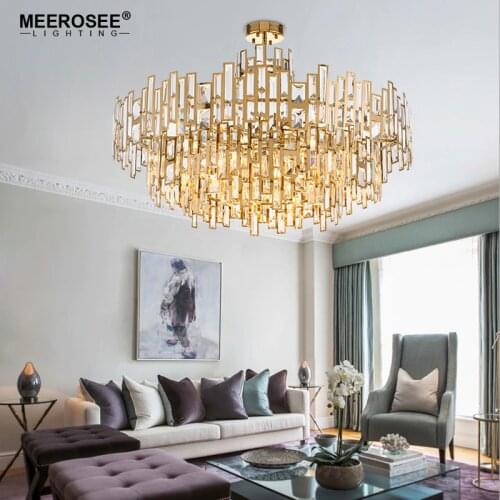 Luxurious Crystal Chandelier Light Gold Crystal Hanging Lamp for Restaurant Hotel Project Lustres Luminaire Lighting