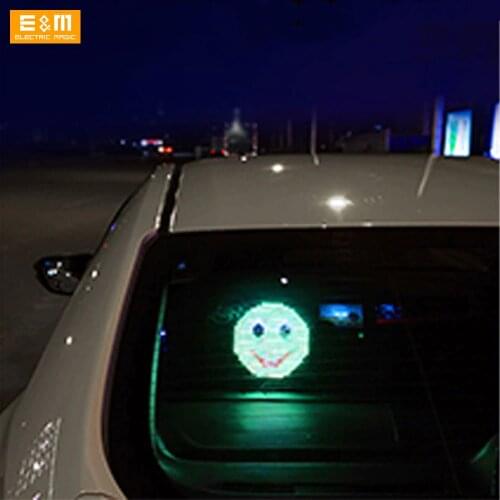 LED Car Rear Window USB Display Screen Customizable GIF Animation Suction Cup Expression Lamp Personality Full Color