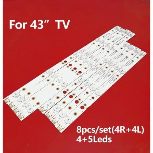 100% New 8pcs/Kit LED strips for 43 TV LC430DGJ SKA4 LC430DGJ-SKA4 RDL430WY (LD0-304)