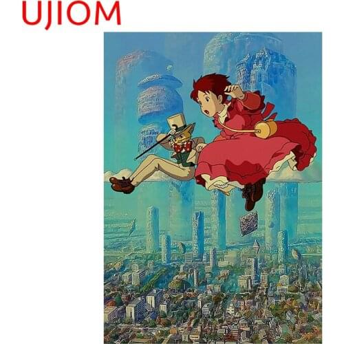 UJIOM Miyazaki Animation Poster Childrens Bedroom Decor Vinyl Wallpaper Decals Living Room Decor Wall Stickers Mural Art