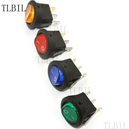 5PCS 3 pin 6.3mm terminals 12V 24V 220V Universal LED illuminated Car button light push button Switch ON/OFF Round Rocker Switch