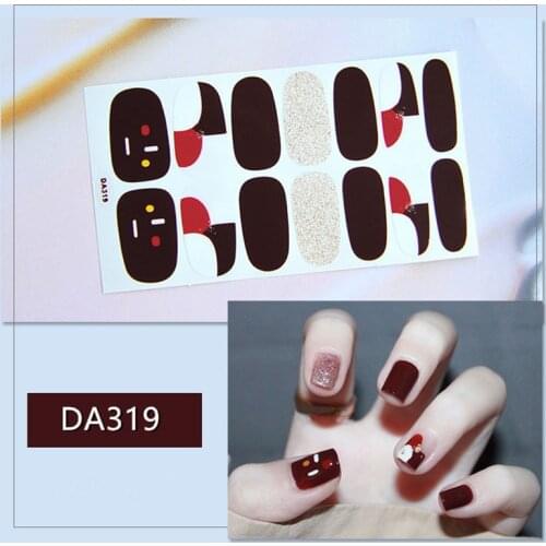 1Sheet DA Series Full Cover Adhesive Nail Wrap Mixed Colors Cute Designs Glitter Nail Art Stickers DIY Nail Supplies Decoration