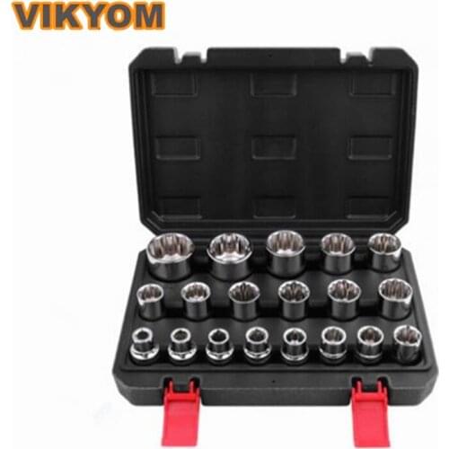 19pcs Plum blossom sleeve 12-point plum blossom socket head 19mm Plum blossom sleeve 27mm