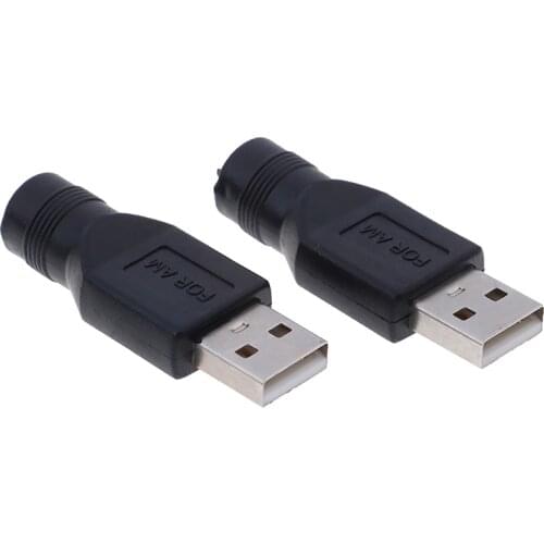 2Pcs USB Female To 5.5mm X 2.1mm Female DC Power Converter Charger Adapter