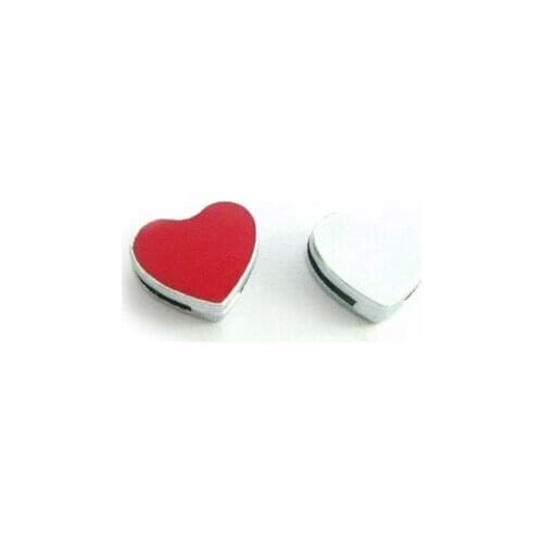 20,50)PCS/lot 8MM DIY Alloy Red Heart Slide Charms Fit For 8mm Key Chains Fashion Jewelrys