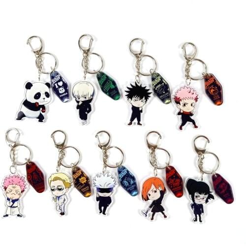 10pc/lot Keychain Man Jujutsu Kaisen Key Chain Women Pendant Key Ring Cartoon Cute Couples Acrylic Key Holder Party Alloy Brelok
