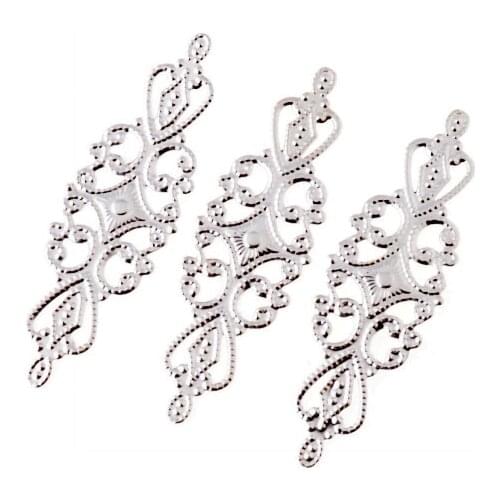 Free shipping 10Pcs Sivler Tone Filigree Flower Wraps Connectors Gift Decoration DIY Embellishments Findings 6.5x2cm F1771