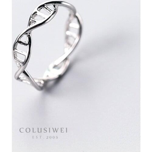 Colusiwei Geometric Simple Line Pettern Finger Rings for Women Openwork Stackable Rings 925 Sterling Silver Fashion Jewelry