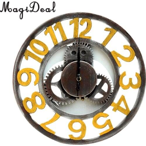 Decorative Vintage Wooden Gear Wall Clock Large Round Wall Clock Home Decor