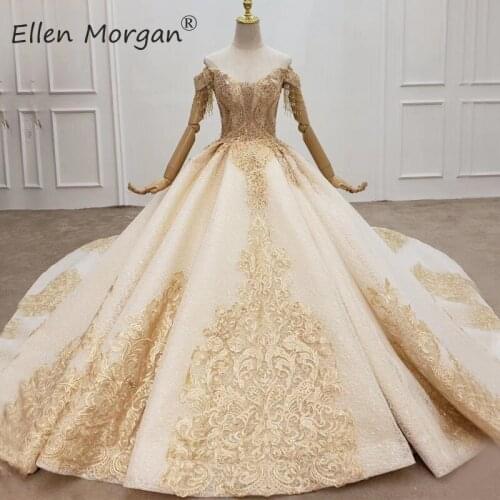 Elegant Off the Shoulder Ball Gowns Lace Wedding Dresses 2020 Real Photos Beaded Fringe Modest Elegant Bridal Gowns for Women