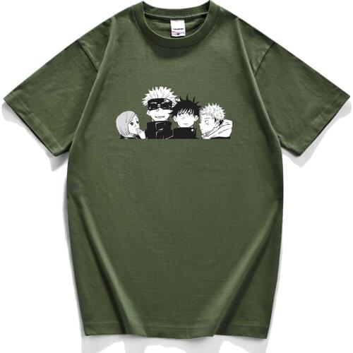 T Shirt Cartoon Jujutsu Kaisen Anime Cool Print Man Short Sleeve Top Korean Casual Men T-Shirts Harajuku Fashion Mens Clothing