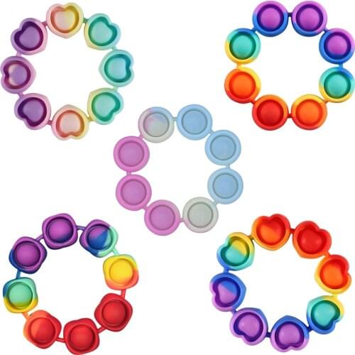 Fidget Toys Sensory Mini Push Bubble Figet Simple Dimple Bracelet Wristband Anti-stress Board Autism Educational Toys For Kids