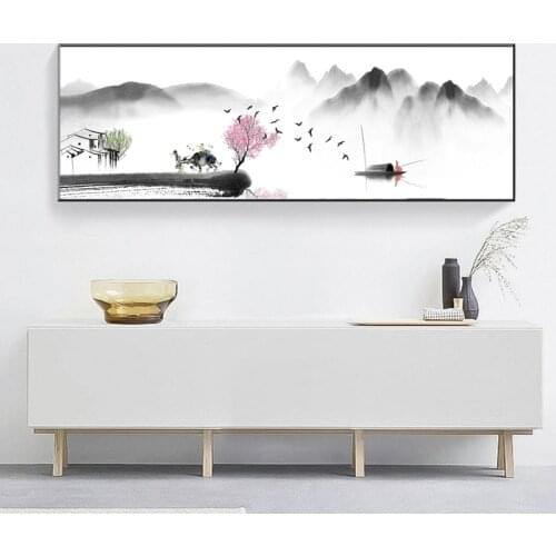 Chinese Abstract Zen Landscape Oil Painting on Canvas Posters and Prints Wall Art Pictures for Living Room Home Decor No Frame