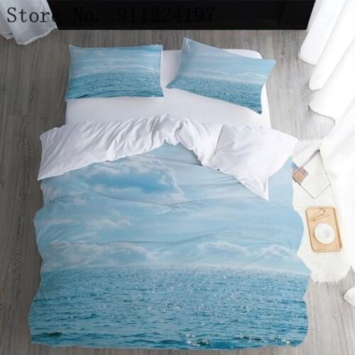 Blue Sky Duvet Cover Comforter Bedding Set Luxury 3pcs Beautiful Quilt Cover Single Double Sea And Clouds Bed Linens 140*210CM