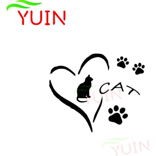 Cat Love Paw Prints Cute Kitten Car Sticker Fashion Cars Accessories PVC Windshield Bumper Decoration Waterproof Sunscreen Decal