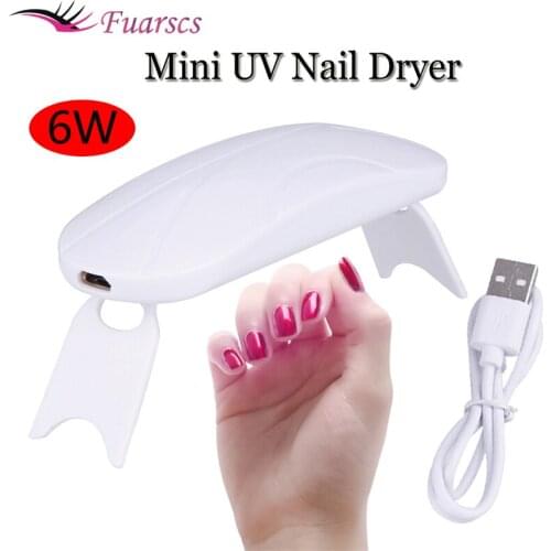 6W White Mini Nail Dryer Machine UV3 LEDs Lamp Portable USB Cable Home Use Nail UV Gel Varnish Dryer Lamp Nail Art Tool
