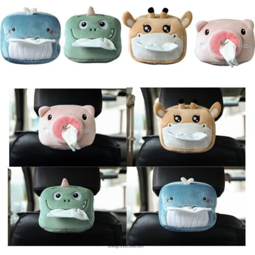 Cartoon Animal Shape Tissue Box for Car Plush Paper Holder Soft Napkin Box Container Paper Storage Organizer for Decor Wholesale