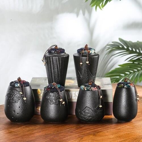 Black Canister Set Coffee Container Tea Organizer Tea Leaves Container Chinese Pickle Jar Organizador Te Home Teaware AB50CY