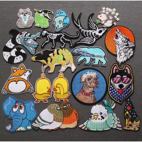 Iron On Patch Animal Patch Embroidery Patches On Clothes DIY Cartoon Badges On BackPack Funny Duck Patches For Clothing Stripes