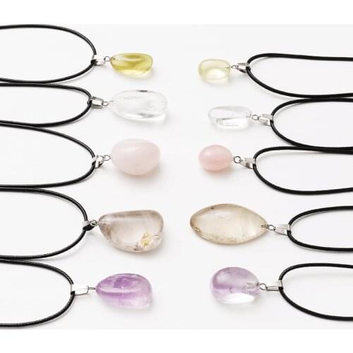 10-18mm Small Stone Pendant Irregular Raw Mineral Quartz Necklace Natural Amethysts Clear Quartz Crystal Necklace Choker Reiki