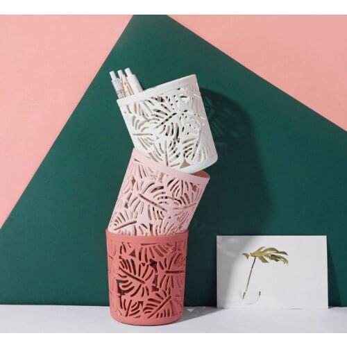 Nordic Hollow Makeup Brush Pencil Pen Holder Cylinder Stationery Storage Organizer Container Office School Supplies