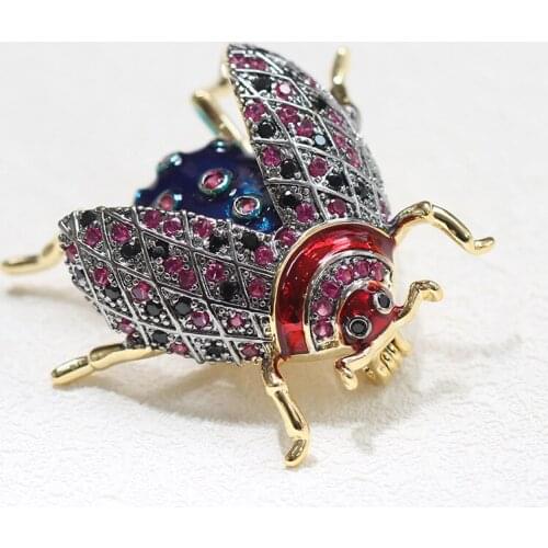 New 2020 fashion brand personality stone two-color beetle brooch for men and women