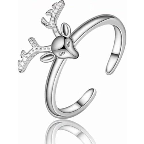 New Hot Antler Sika Deer Elk Rings For Women Christmas Jewelry Statement Party Engagement Wedding Rings SAR3
