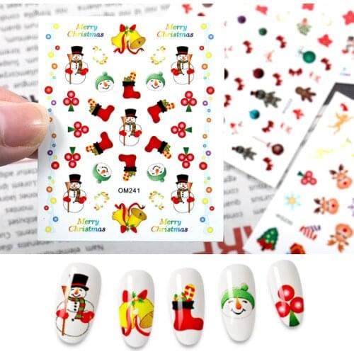 2020 New arrivals Christmas theme Snowflake Elk Santa Snowman Adhesive letters Nails Accessories Stickers for nails Xmas Gift