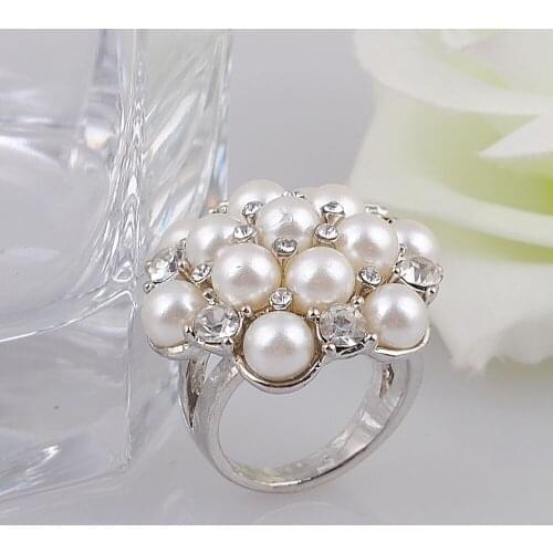 Engagement Rings Crystal Rhinestone Imitation Pearl Rings White k Plated Snowflake Style For Wedding Christmas Gift rings