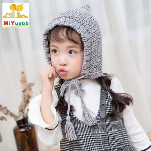2 to 9 years old Protect the ears Wool Hat 2016 Winter Boy Girl Baby Woolen Warm Knit Kawaii Hat MZ8