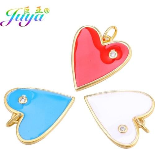 Juya Handmade Enamel Love Heart Moon Star Evil Eye Charms Pendants For Fashion Bracelet Necklace Earring Making Components
