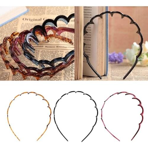 2019 Fashion Womens Plastic Wave Hair Band Comb Headband with Deep Teeth Hair Accessory for Daily Life Holiday Beach