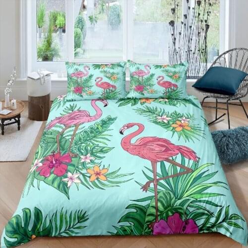 Luxury 3D Flamingo Print 2/3Pcs Kids Bedding Set Comfortable Duvet Cover Pillowcase Home Textile Queen and King AU/EU/US Size