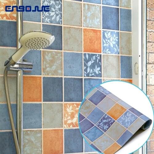 0.4x3M Bathroom Waterproof Wallpaper Self-adhesive Moisture-proof Decorative Mural Toilet Kitchen Tiles Oil-proof Wall Stickers