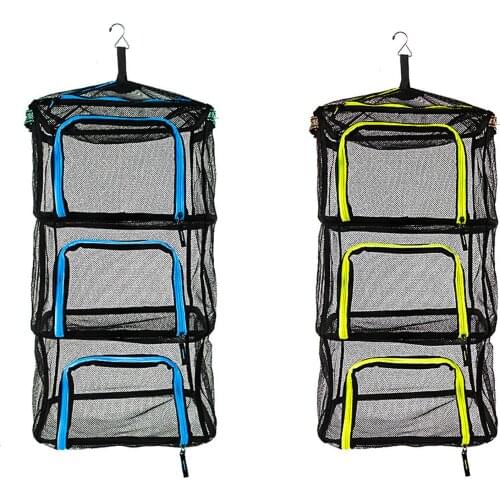 Camping Dry Net 4 Layer Folding Hanging Mesh Dish Dryer Rack Shelf Food Storage Net Basket for BBQ Tableware Vegetables Fish