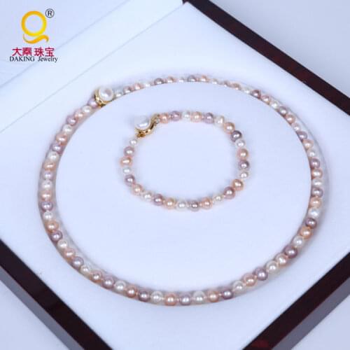 Daking REAL PEARL Wedding Accessories Fashion Women Bridal Pearls Clasp Wedding Necklace Bracelet Jewelry Sets