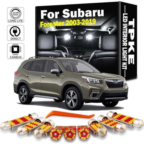TPKE For 2003-2019 Subaru Forester White Car Accessories Canbus Error Free LED Interior Reading Light Kit Map Dome License Lamp