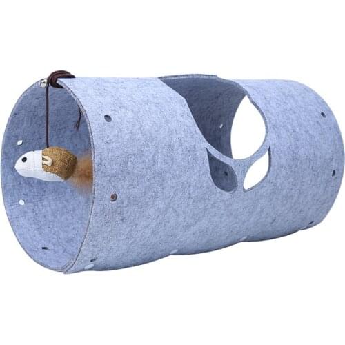 Cat Tunnel Toys Creative DIY Felt Cloth Cat Tunnel Bell Mouse Feather Toy Pet Mat Felt Cloth Cat Tunnel Toy Playing