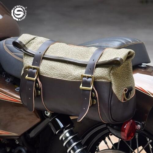 Universal PU Leather Retro Fashion Motorcycle Fork Toolkit Top Case Storage Travel Luggage Saddle Bag Scooter Tail Bags