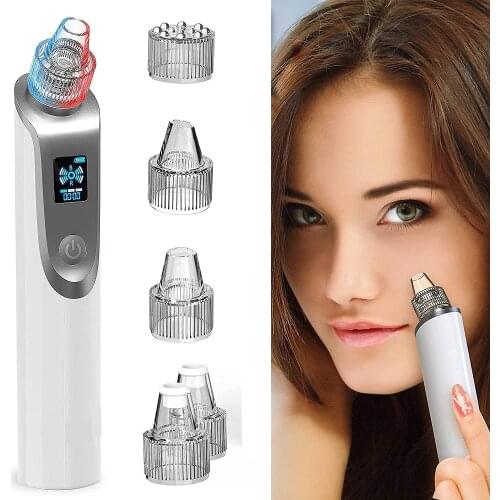 Blackhead Remover – Electric Vacuum Suction w/LED Display – Powerful Acne & Pore Cleanser 5 Suction Heads Black Heads Extraction