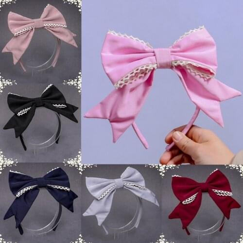 Japanese Women Girls Sweet Big Bow Knot Headband Candy Color Maid Lolita Cute Hair Hoop Vintage Cosplay Party Headdress
