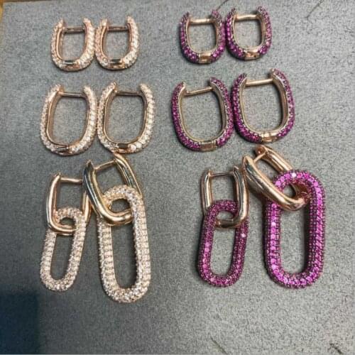 Women 2020 New Fashion Retro Micro Inlaid Zircon Geometric Earrings