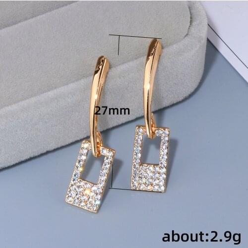 Luxury Geometric Shape Stud Earrings Rose Gold Color CZ Earrings for Women Daily Wear Elegant Female Stylish Jewelry Gift N3D502