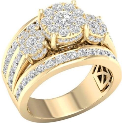 2021 Luxury Jewelry Fashion White Zirconia Crystal Gold Color Female Alloy Ring for Women Party Jewelry Accessories