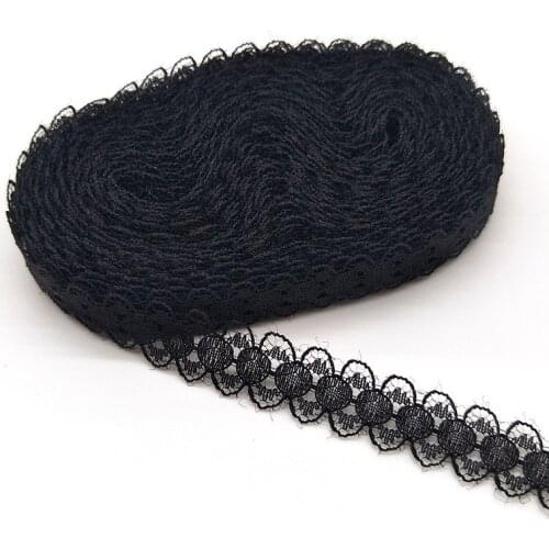 10 Yards/Lot Black Lace Ribbon Tape 14MM Quality Lace Trim DIY Embroidered Lace For Sewing Decoration African Lace Fabric Ribbon