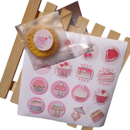 1600pcs/lot Kawaii Cup Cake Baking Sealing Sticker Seal Label DIY Packaging Box Paper Sticker Label