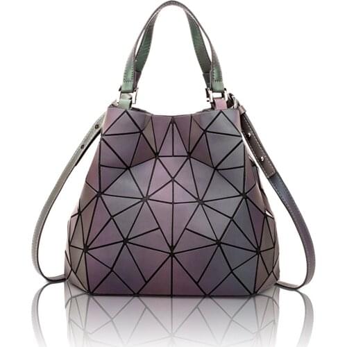 2020 Luminous Bag Women Geometric Handbag Laser Plain Folding Hologram Casual Shoulder Tote