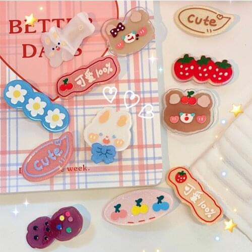 3pcs/set Korean Girl Heart Cartoon Hairpin Childrens Hairpin Bunny Head Clip Top Clip Side Clip Headdress Kawaii Girls Hairpin